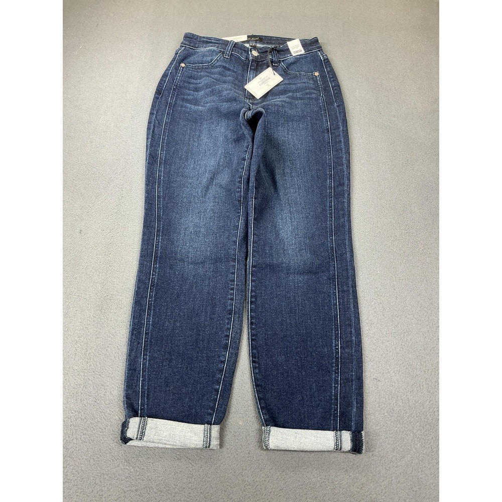 Judy Blue Jeans Womens 5 Blue Boyfriend High Waist Dark Wash Cuffed Relaxed